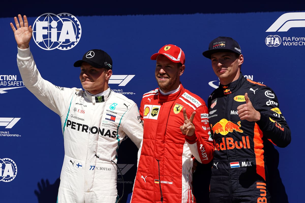 Vettel, que marcó la pole en Montreal, junto con Bottas (2°) y Verstappen (3°)