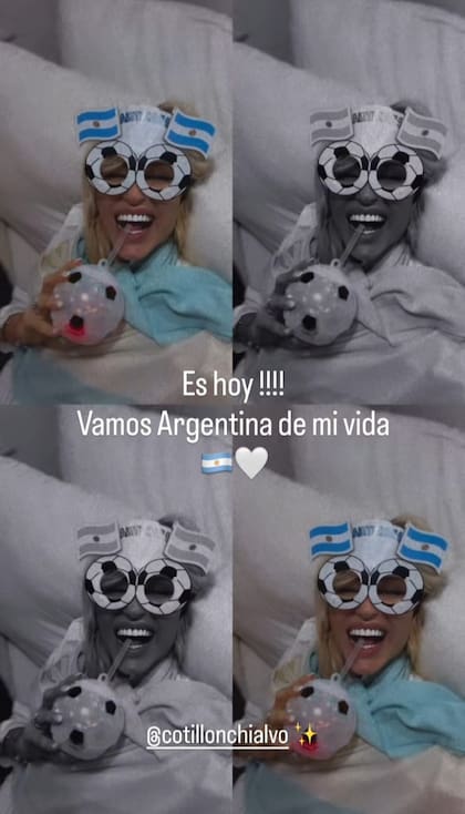 Vicky Xipolitakis mostró el look que usó este sábado por la noche para ver a la selección argentina