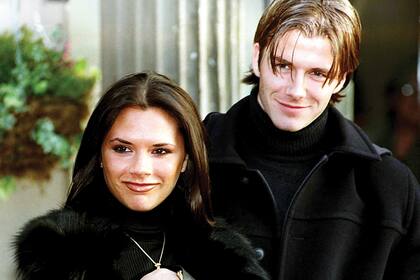 Victoria Adams (Posh Spice) and David Beckham the Manchester United footballer leave the Hotel near Crewe today (Sunday) where the announcement of their future wedding was made. (Photo by John Giles - PA Images/PA Images via Getty Images)