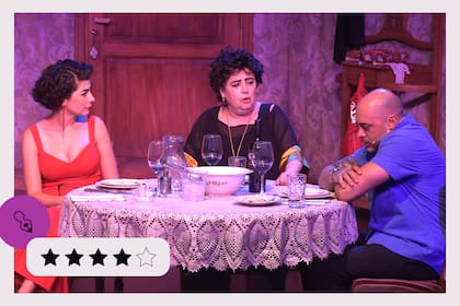 Victoria Almeida, Graciela Tenembaum y Sebastián Presta en Mi madre, mi novia y yo, estreno en el Paseo La Plaza