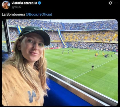 Victoria Azarenka estuvo presente en el partido de Boca y Argentinos Juniors