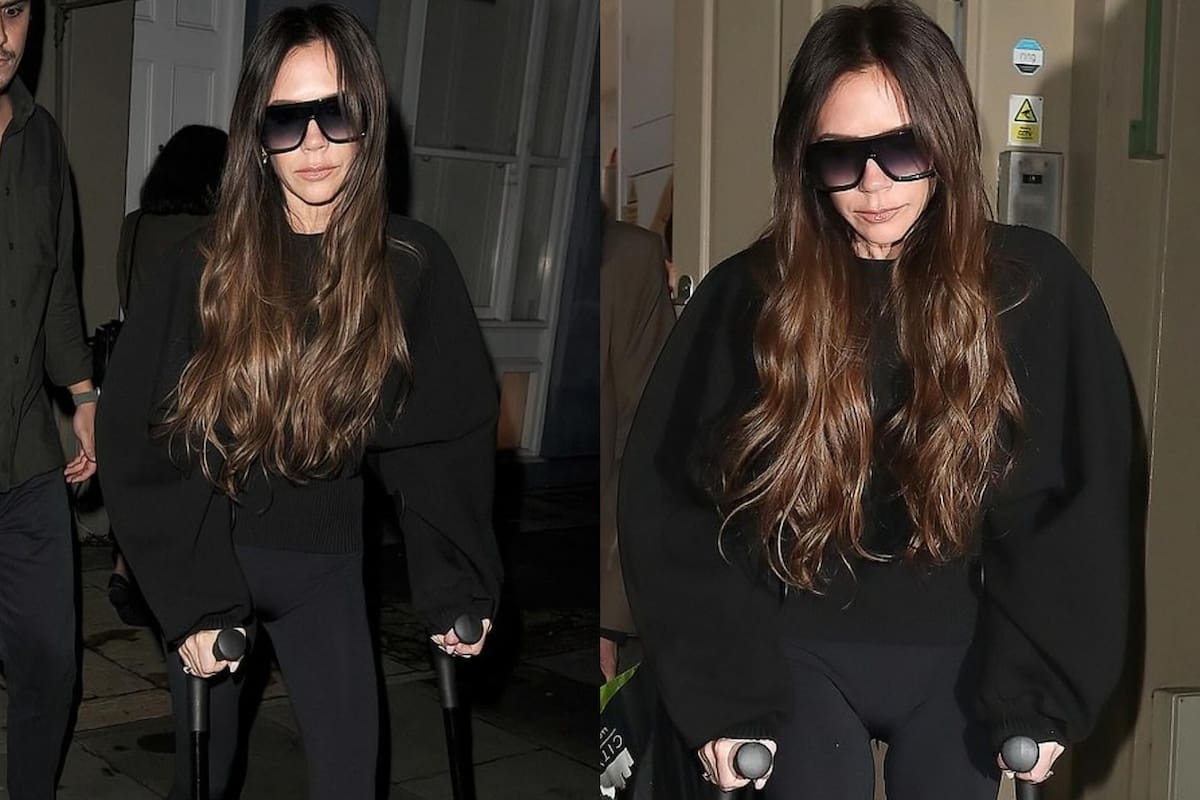 Victoria Beckham fue a la Semana de la Moda de París en muletas