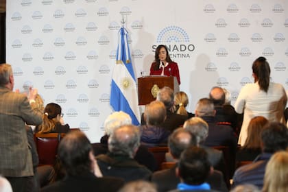 Victoria Villarruel en el acto por el Día internacional de conmemoración y homenaje a las víctimas del terrorismo, en el Senado