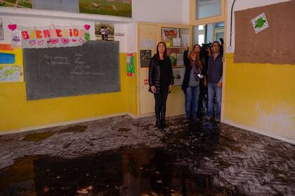 Vidal recorrió una escuela en Morón junto a Stanley.