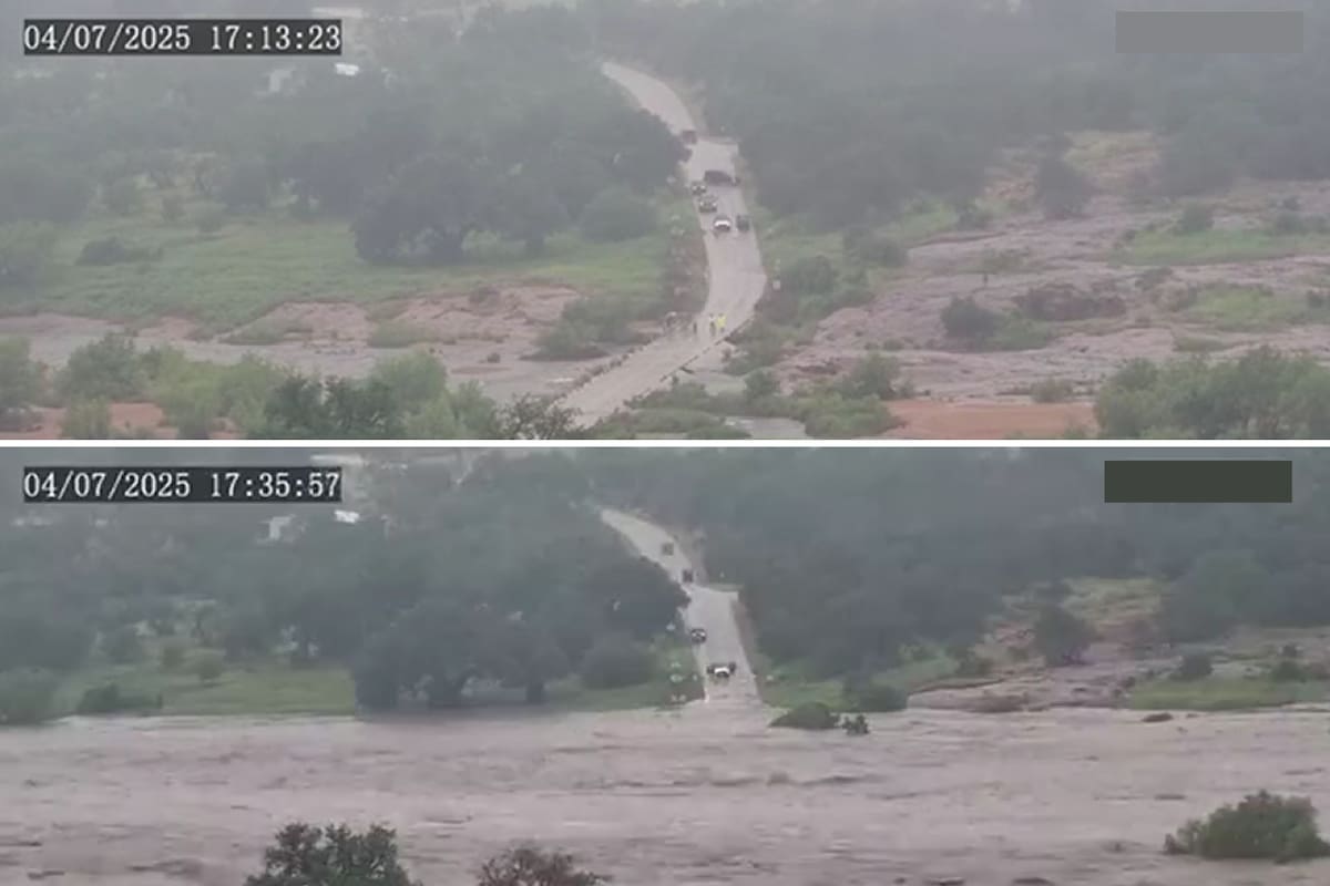 Video time-lapse revela la furia del río Llano: en solo diez minutos la crecida sepultó una carretera en Kingsland el 4 de julio