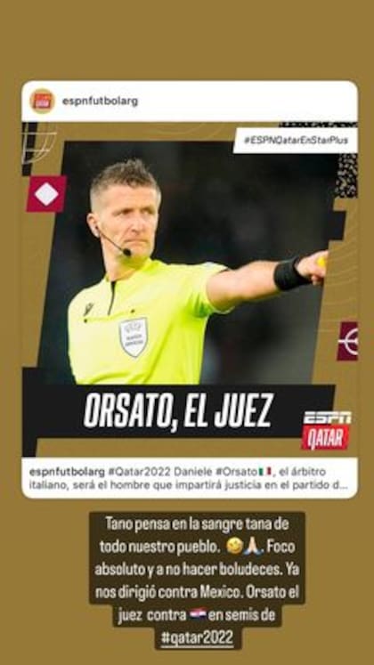 Sebastián "Pollo" Vignolo le pidió al árbitro italiano que no se distraiga en el duelo contra Croacia