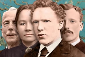 Vincent Willem van Gogh, "el ingeniero", a la izquierda, junto a sus padres y su tío, el artista de quien heredó el nombre