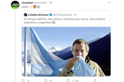 Virginia, la esposa del Indio Solari retuiteó una imagen que publicó Cristina Kirchner en su cuenta de Twitter