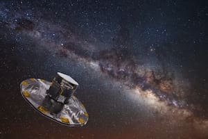 Visión artística del satélite Gaia estudiando la Vía Láctea