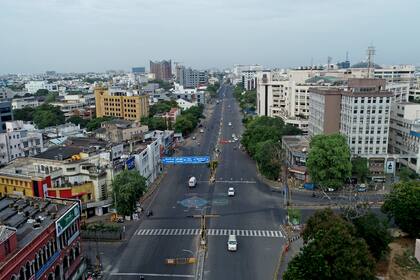 Vista aérea de Chennai, el 19 de junio de 2020, luego de cierre preventivo contra la propagación del coronavirus