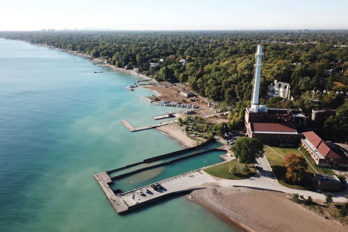 Vista aérea de la central eléctrica de Winnetka, el pueblo de Illinois que se ubica a aproximadamente 30 minutos de Chicago
