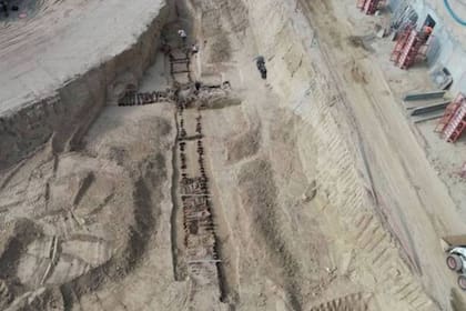 VIsta aérea de la excavación en la ciudad de Lublin donde se encontró el bunker construido por los nazis