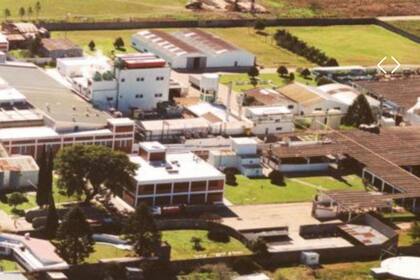 Vista aérea de la planta de capitales chinos Procesadora Ganadera Entrerriana SA, de San José, Entre Ríos, que anunció que hasta el 21 de junio no tendrá faena