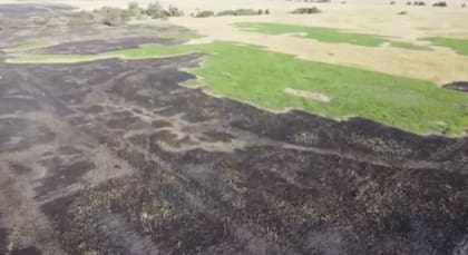 Vista aérea de la región afectada por el fuego del martes pasado