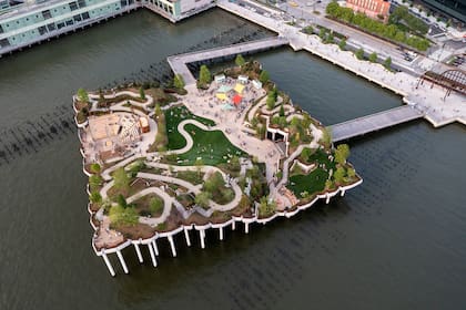 Vista aérea de Little Island, a pasos del Meatpacking District.