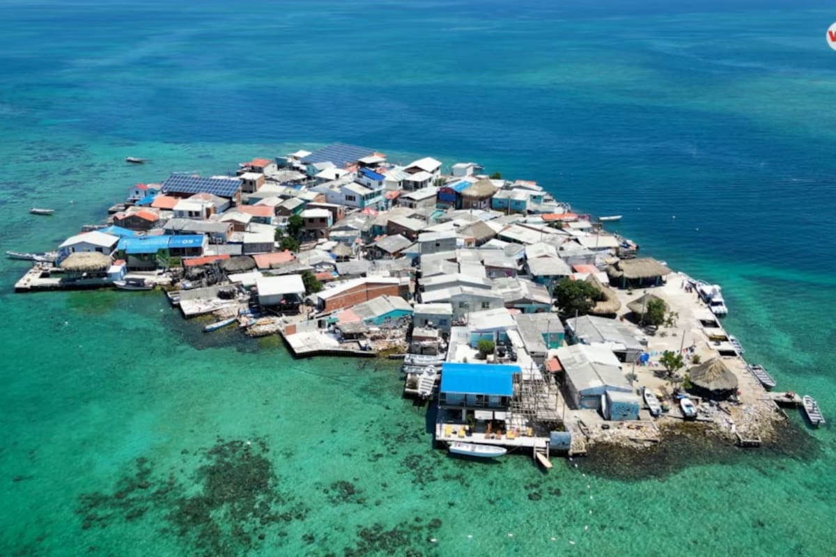 Vista aérea de Santa Cruz del Islote, en el Caribe colombiano