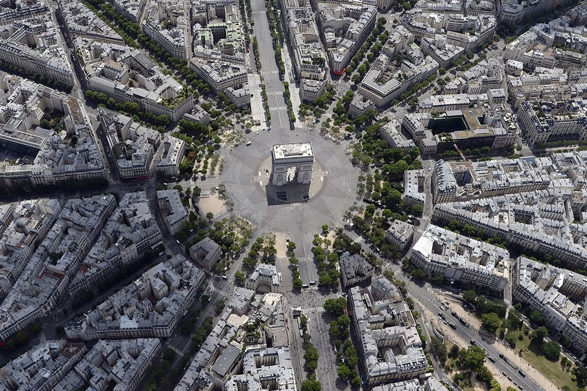 vista aérea del Arco del Triunfo