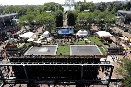 Vista aérea del Corona Park, en Flushing Meadows (Queens, Nueva York), durante el último US Open. En el lugar se instalará un hospital temporal con capacidad para 350 camas.