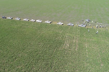 Vista aérea del encuentro organizado por la Regional Aapresid Pergamino-Colón en el establecimiento La Oración