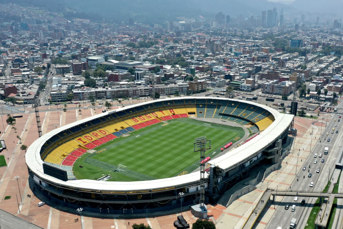 Vista aérea del Estadio El Campín, donde River debía jugar ante Independiente Santa Fe, por la Copa Sudamericana