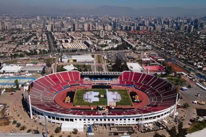 Vista aérea del Estadio Nacional de Santiago, sede de la ceremonia de inauguración de los Juegos Panamericanos 2023