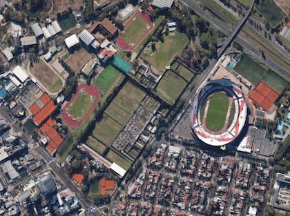 Vista aérea del ex Tiro Federal donde se construye el Parque de Innovación