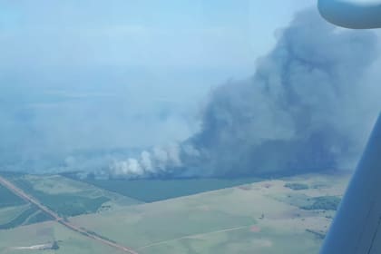 Vista aérea del foco activo en la zona de Gobernador Virasoro, en Corrientes