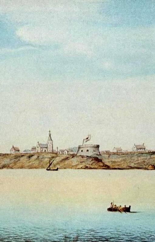 Vista de Buenos Aires a fines dela década de 1620. Fragmento de la pintura realizada por Aldus Verthoont.