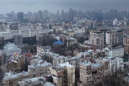Vista de la capital de Ucrania, Kiev, el 24 de febrero de 2022