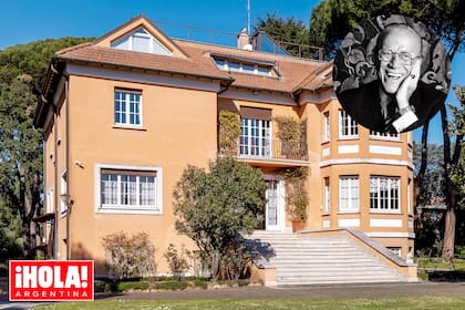 Vista de la casa principal y un retrato de Aldo Gucci (hijo de Guccio, el fundador del imperio de moda), quien planeó y construyó la finca. Murió en 1990.