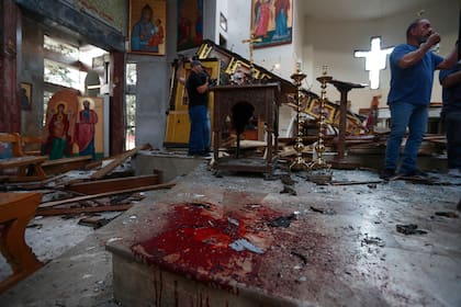Vista de la iglesia Mar Elias en Dweil'a, en las afueras de Damasco, Siria, después del atentado, el 22 de junio del 2025