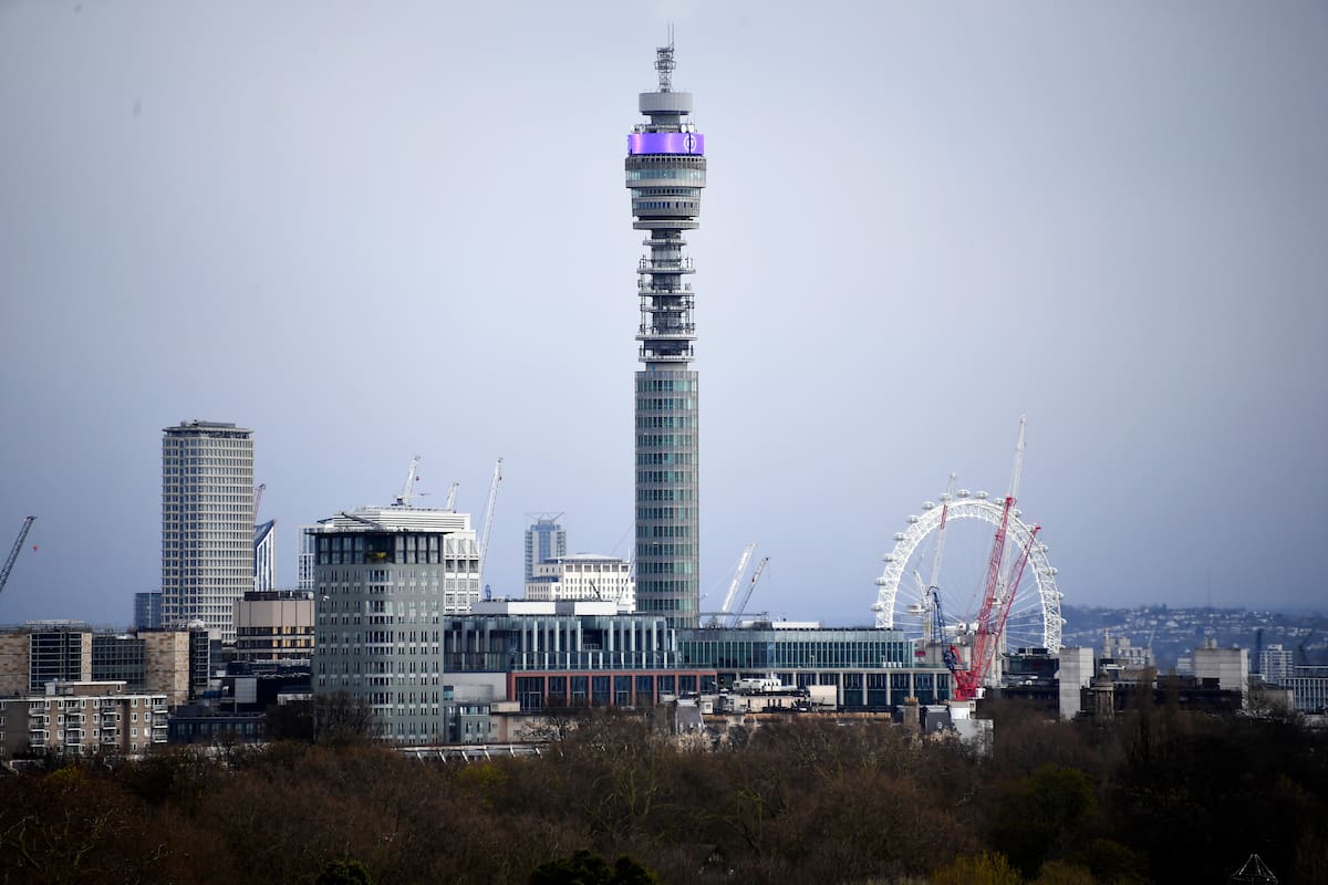 Vista de la Torre BT Tower desde Primrose Hill, en Londres