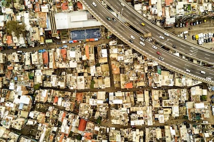 Vista de la Villa 31 desde un drone