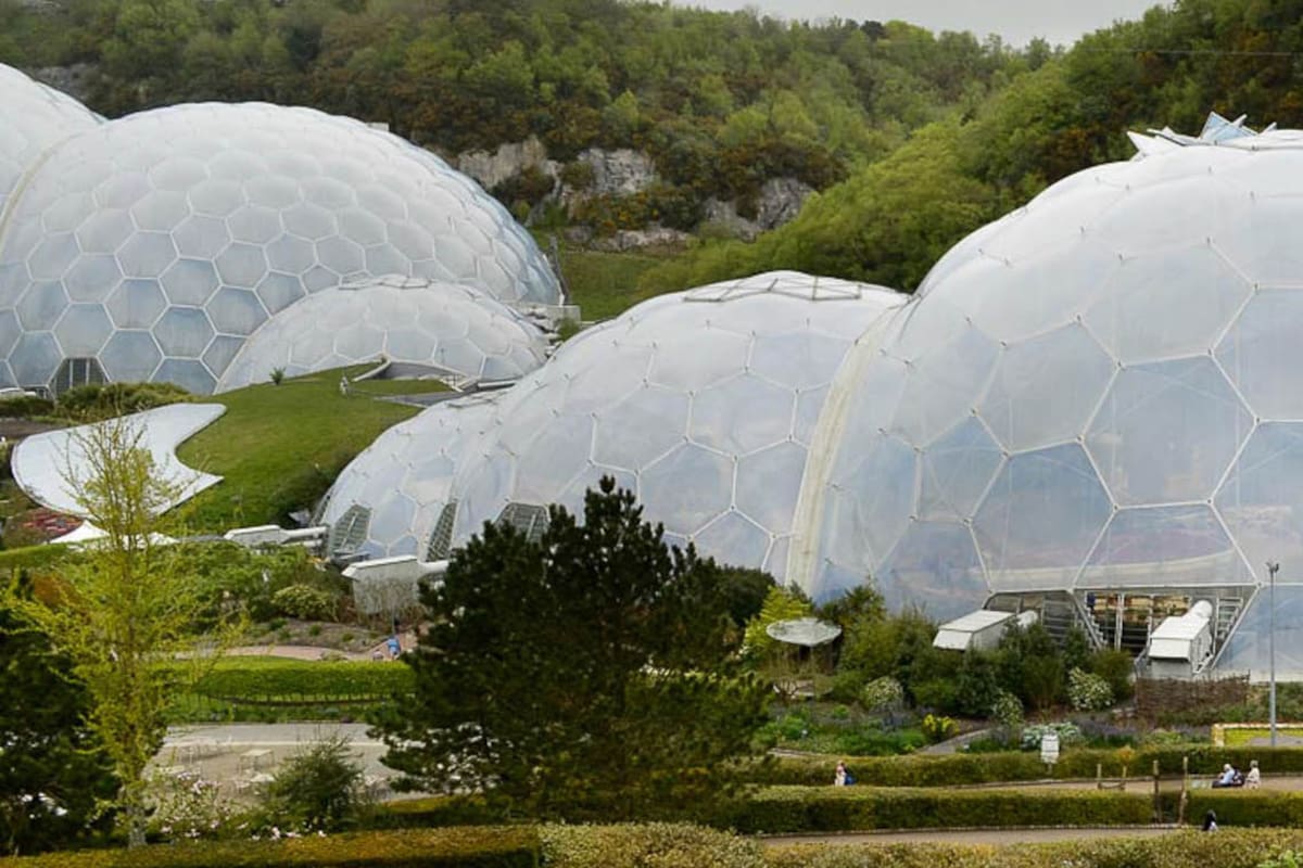 Vista de los biomas y de los jardines exteriores