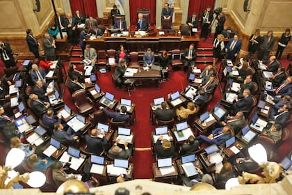 Vista del recinto del Senado durante el debate por la legalización del aborto