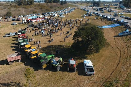 Vista desde el drone de la movilización del campo en Gualeguaychú, Entre Ríos