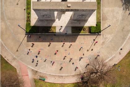 Vista desde un dron, las clases en Parque Rivadavia