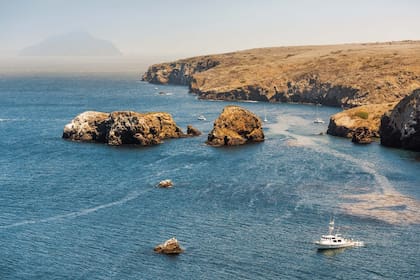 Vista desde una colina en la isla Santa Cruz, en el Parque Nacional Channel Islands, cerca de Ventura.