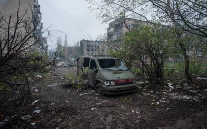 Vista general de Bakhmut, el sitio de intensa lucha con las tropas rusas en la región Donetsk, Ucrania, el viernes 21 de abril de 2023.