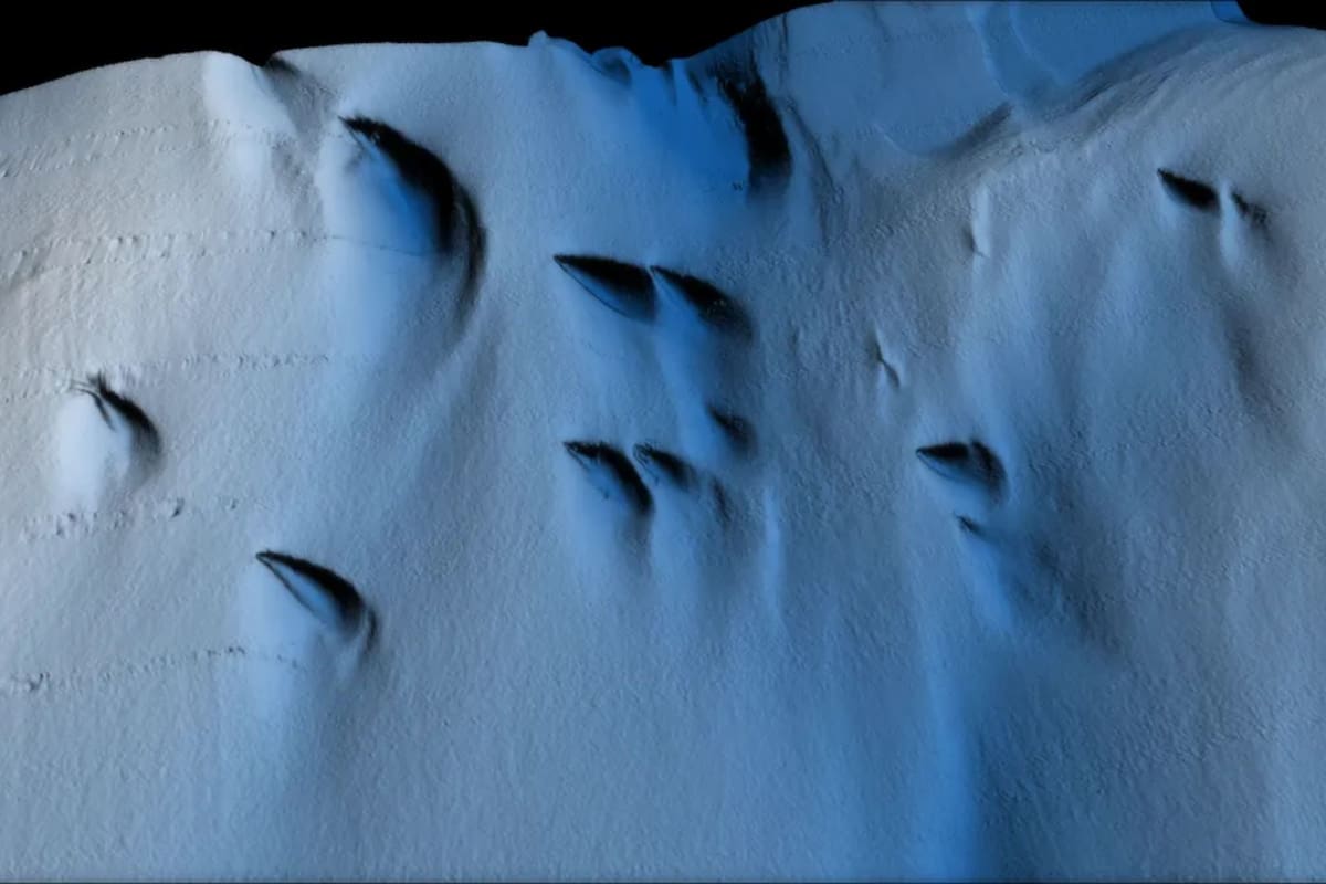 Visualización de un área que contiene varias estructuras de hielo con forma de mejillón (Imagen Live Science)