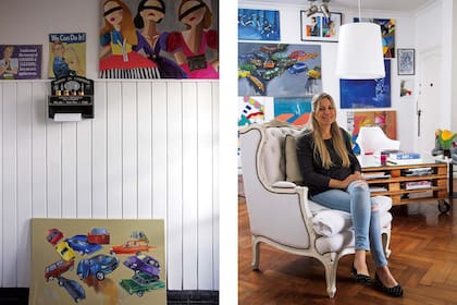 Vive con su marido Francisco en un departamento con vista al río que equipó trazando un delicado equilibrio entre el colorido de sus obras y la claridad de objetos cuidadosamente seleccionados.