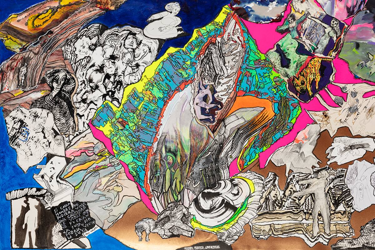 Vivir vidas ajenas (2022), obra de Luis Felipe Noé que integra la muestra colectiva en Rubbers