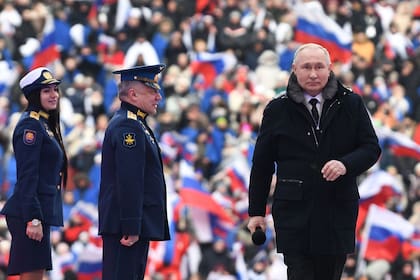 Vladimir Putin durante un acto en el Estadio Luzhniki de Moscú