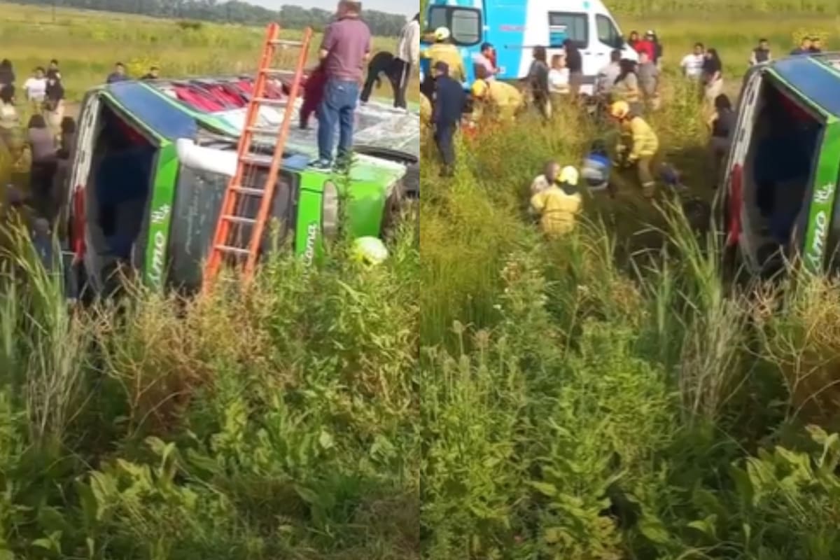Volcó un micro con destino a Mar del Plata, a la altura de la localidad de General Pirán
