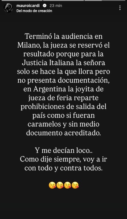 "Voy a ir con todo y contra todos", sentenció Icardi