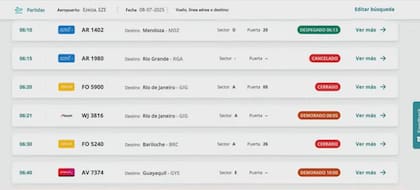 Vuelos cancelados, desviados y demorados en Ezeiza