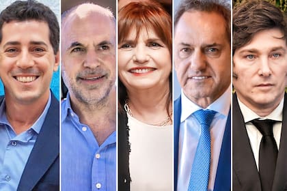 Wado de Pedro, Horacio Rodríguez Larreta, Patricia Bullrich, Daniel Scioli y Javier Milei