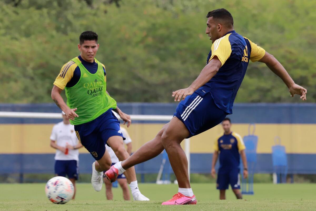 Wanchope, durante un entrenamiento de Boca previo al Superclásico