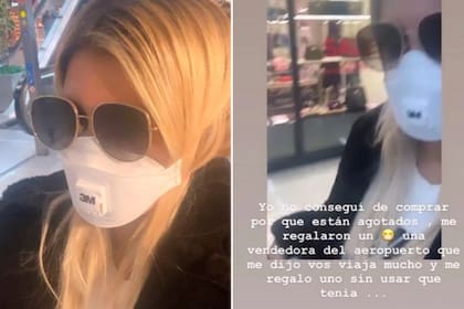 A través de sus historias de Instagram, Wanda Nara se mostró usando barbijo para protegerse del coronavirus en Europa