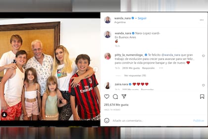Wanda Nara compartió las imágenes junto a su padre y sus hijos.